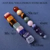 Square Round 7 Chakra Yoga Polerad Energi Naturlig Sten Set Tiger Eye Agate Amethyst Crystals Healing Grus Rough Stones Arts Crafts