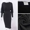 Fashion O-neck Long Sleeve Pencil Dres Autumn Winter Black Pink Bodycon Elegant Office Woman Dresses Robe Femme 211221