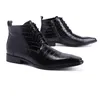 Ankle Boots Genuine Leather Men Boots Breathable Autumn Winter Fashion Pointed Toe Heels Dress Shoes Big Size