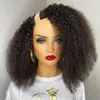 Glueless Virgin 100％Unprocessed Wig 250密度Kinky Curly Gluelesss U Part Wigs Human Hair Middle Open Upart Curl Wig