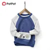 Vår och höst baby toddler pojke stilig djur hjort färgblock pullover för barn sweatshirt kläder 210528