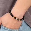 Bracciale con perline per uomo Braccialetti con ciondoli alla moda Fili Cz Cerchio d'oro Gioielli con bracciale in pietra