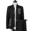 Chinesische Retro-Stil Männer Anzug 2 Stück Sets Mode Lässig Männer Anzug und Hosen Asiatische Größe formelle Anzüge für Männer Business-Anzug Jacke X0909