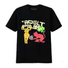 Men's T-Shirts Summer Black Street Fashion cartoon devil print round neck couple men's and women's short sleeved T-shirt