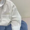 韓国風ファッションユニセックス刺繍レターホワイトシャツ春秋の男の子女の子カジュアルオールマッチトップス服210615