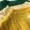 Barn Ljusfärgad Cardigan Tröja Barnkläder För Hit Färg Barnkläder Round Neck Sweater 210701