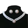 Collier créatif rétro couleur or, 1 paire de boucles d'oreilles, ensemble de bijoux en perles de mariée pour femmes