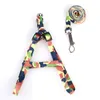 Dog Collars Leashes and Harness Set Adjustable Nylon for Small Dogs Cats Colorful Printed Chest Straps Traction Rope Pets Leash Belt WLL423