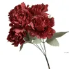Newartificial flor peônia ramalhete estilo francês vintage 5 filiais seda flores para casamento decoração home ccd13022