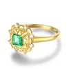 Klusterringar Kvinnor Emerald Ring Naturlig Diamond Colombia Real 14kt Yellow Gold för mamma Födelsedag Jul Lyx Smycken Gift