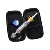 Headshop214 CSYC NC063 Glass Bong Smoking Pipe Bag Set 14mm Ceramic Quartz Nail Clip Dabber Tool Silicon Jar About 8.15 Inches OD 25mm Z Style Dab Rig Bubbler Hand Pipes