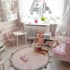 Okrągły Dywan Tapete Infantil Nordic Miękkie Bawełniane Puszyste Maty podłogi Dywaniki Kilim Dla Baby Dzieci Sypialnia Salon Różowy Szary niebieski 210727