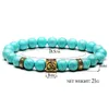 8mm Yoga beaded strands Bracelet Gemstone Turquoise Beads Ancient Silver Gold Box Natural Stone Bracelets for women men fashion jewelry