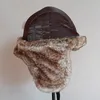 Zima Ushanka Hat Mężczyźni Damska Pilot Pilot Aviator Bombowiec Trapper Hat Faux Fur Leather Snow Cap z klapkami usznymi