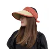 Kobiety pusty słomka słomiana czapka kontrast kolor przeciwsłoneczny plażowy czapka baseballowa szerokie grzbiety czapki delm22