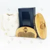 MOQ 100 enheter OEM Custom Logo Bamboo Hair / Beard Kit With Bag Box For Man Mustache Beards Hairs Eco-Friendly Brush and Comb Set