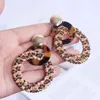 Verklaring Vrouw Ronde Hollow Handmade Vine Rattan Gebreide Druppels voor vrouwen 2021 Fashion Leopard Acryl Dange Earring Kroonluchter