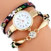 Wristwatches Gnova Platinum Women Dress Watch Print Flower Pu Leather Strap Fashion Quartz Wristwatch Rhinestone Geneva Crystal Charm A960