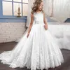 Trailing Baby Wedding Dress Girl Bridesmaid First Communion Elegant Dress For Girls Children Long Princess Party Dress LP-231 Q0716