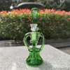 2021 Hookah Bong Glass Dab Rig Multi Color Green Recyler Water Bongs Smoke Pipes 9 Inch Height 14.4mm Female Joint with Quartz Banger