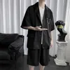 Sommeranzug Herrenmode Grau Schwarz Kurzärmelige Anzugjacke Männer Koreanischer Stil Lose Kleidjacke Herren Business Social Anzug X0909