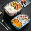 WORTHBUY Japonais Enfants Lunch Box 304 Bento en acier inoxydable avec compartiment Vaisselle Micro-ondes Récipient alimentaire 210709