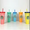 2021 CAMBIO DE COLOR DE COLOR DE 24OZ CUBIERTAS PLÁSTICO DE JURMO BEBIDO PLÁSTICO CON LIP Y PEQUEÑA MAGA MAGA TAZA COSTOM STARBUCKS COLOR CAMBIO 370 S2