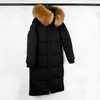 Janveny Grande Collo di Pelliccia di Procione Reale Donna Inverno 90% Piumino D'anatra Femminile Cappotto di Piume Lungo Spessore Allentato Plus Size 211008