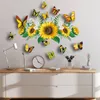 Adesivi murali girasoli all'ingrosso con 12 pezzi 3D farfalle colorate decalcomanie per pareti creativo fiore rimovibile murale fai da te Art Decor decorazioni per la casa