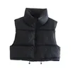 Willshela Femmes Mode Col Haut Recadrée Gilet Gilet Casual Femme Sans Manches Puffer Veste Chic Lady Hiver Chaud Tenues 211130