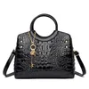 Moda PU Bolsas de moda Bolsas femininas Round Handle Design Crocodilo Pattern Bag Womens HBP