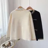 women winter sweater clothes Female Elegant Knit Cardigans Black and White Formal Knitted v neck 210430