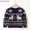 Christmas Baby Boy Sweater 2021 Winter Knit Elk Print Little Child Sweater For Boy Clothes Warm Girl Pullover Children Clothing Y1024