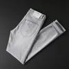 High Quality Mens Designer Luxurys Jeans Light Gray Color Distressed Business Casual Street Wear Man Jean Rock Slim-leg Fit Ripped Hole Stripe Famous Pants W40