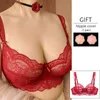 Femme dentelle soutien-gorge sous-vêtements féminins haut Push Up grande taille Lingerie Sexy soutiens-gorge transparents pour femmes gros seins D E grande tasse 210623