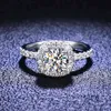925 Sterling Luxury 2ct Princess Cut Diamond Engagement With Side Stones Promise Bridal Ring Silver 925 jewelry