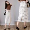 Vintage Frauen Polka Dot Schwarz Rock Frühling Sommer Weibliche Hohe Taille Mittlere Bleistift Röcke Damen Streetwear 210430