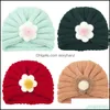 Outra moda AESSORIAS DIVERNO Autumn Baby Girls Color Solid Knit Flower Hats Kids Kidswear Caps CARE CARE CAREIRA GWE11481 DROP DEL