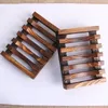 100pcs 2 Colors 11CM Vintage Wooden Soap Holder Holders Drain Tray Bathroom Shower Plate Stand Box Dish Bath DH5788