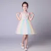 Colorful rainbow dress for teens girl elegant princess birthday and wedding of honor large sizes ceremony 210529