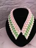 Bractwo Accsory Pearl Jewelry Retro Women Biała czarna perła ręcznie robiona różowa zielona kołnierz Perły Naszyjnik dla dziewczynki 254p