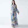 Casual Dresses Est Fashion Designer Maxi Dress 7XL Plus Size Women's Long Sleeve Boho Colorful Flower Print Beach