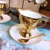 Keramiek afternoon thee gouden zilveren theekopje vintage koffiekopje schotel lepel set klassieke drankje nordic porselein mok