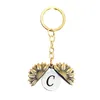 Metall solros nyckelkedja kan öppnas dubbelskikt bokstäver nyckelring par dekorativa hängande valentins daggåva