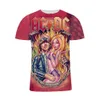 T -shirt 3D -tryckt polyester ACDC Heavy Metal Rock Band Short Sleeve Lovers266C4984600