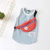 Dog Apparel Cool T-shirts With Backpack Cotton Stretch Stripe Harness Vest Summer Clothes For Chihuahua Teddy Pet Supplies S-3XL