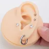 6 pares garanhão brinco aro aro aço inoxidável cor de prata lençor de orelha piercing cartilagem cartilagem tragus helix punk homens mulheres jóias