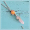 Halsband hängar smycken hexagonal crystal lila kvarts natursten hänge chakra fiskskala druzy drusy halsband med 50 cm rainles
