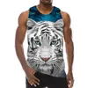 Débardeur Tigre Blanc Pour Hommes Impression 3D Animal Fierce Sans Manches Motif Bête Graphique Prédateur Gilet De Gym