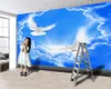 Blue Sky White Nuvole 3D Carta da parati Moderna Decorazione della casa Moderna Silk Mural Sfondi Stampa digitale Stampa Digitale Stanza Cucina Camera Cucina Classic Pittura Carta da parati